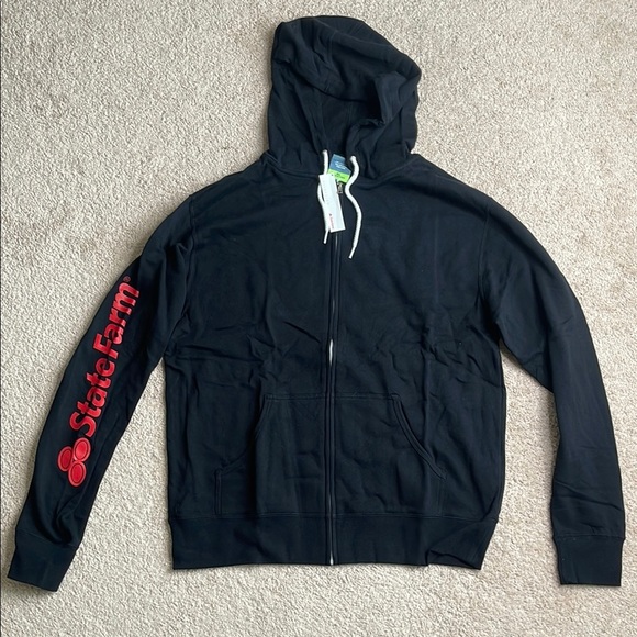 Other - Black “State Farm” Zip Up Sweater with Full-Length Zipper (Includes Free Gift)